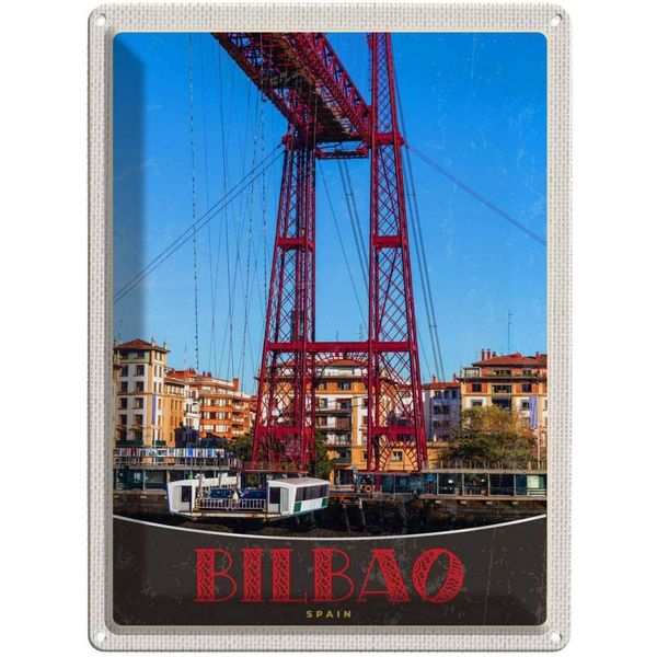 Vianmo Insegna Di Latta 40X30 Cm Bilbao Spanien Europa Rote BrüCke-image