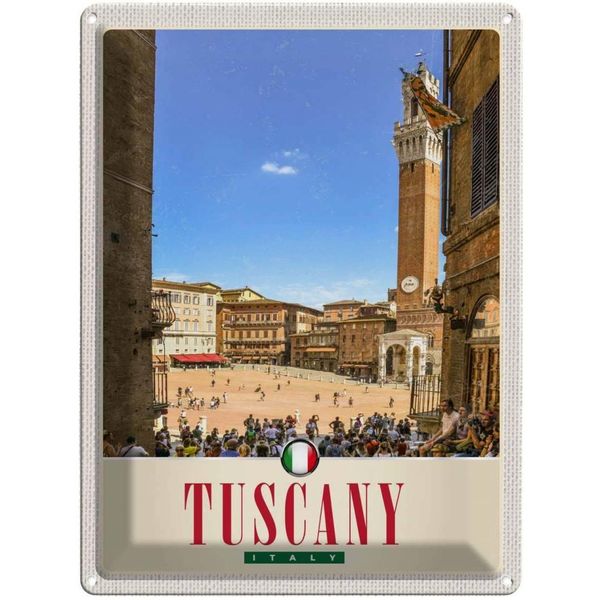 Vianmo Insegna Di Latta 40X30 Cm Toskana Italien Platz Natur Kirche-image