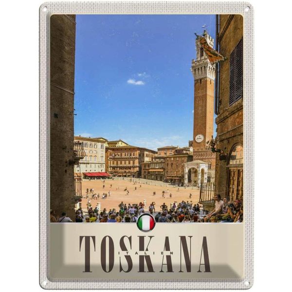 Vianmo Insegna Di Latta 40X30 Cm Toskana Italien Platz Natur Kirche-image