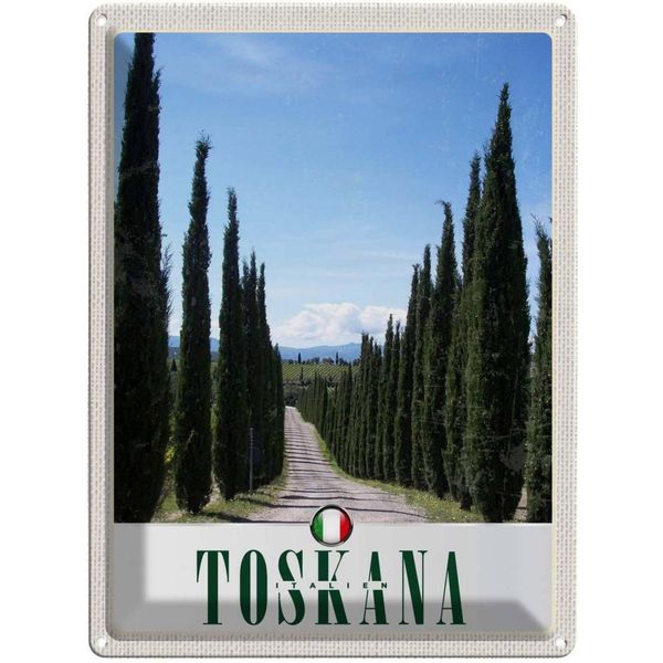 Vianmo Insegna Di Latta 40X30 Cm Toskana Italien BäUme Wiese Natur-image
