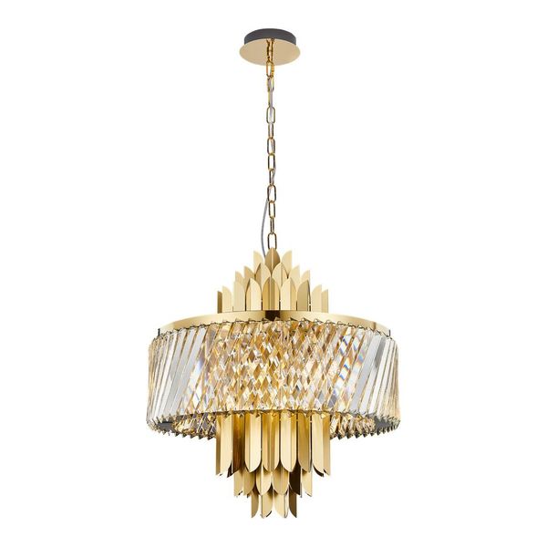 Lampadario In Cristallo Glamour Oro Margot 9Xe14 40W Milagro-image