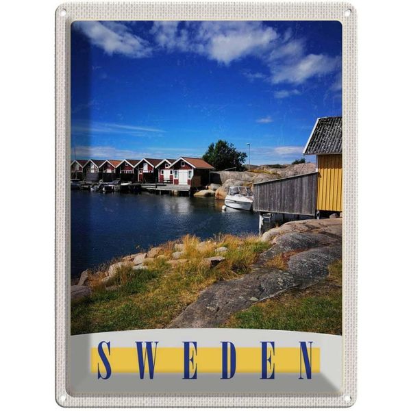Vianmo Insegna Di Latta 40X30 Cm Schweden Meer HäUser Boote-image