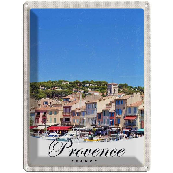 Vianmo Insegna Di Latta 40X30 Cm Provence Frankreich Boote Stadt-image