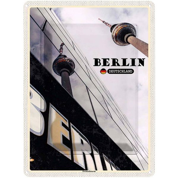 Vianmo Insegna Di Latta 40X30 Cm Berlin Fernsehrturm Deutschland-image