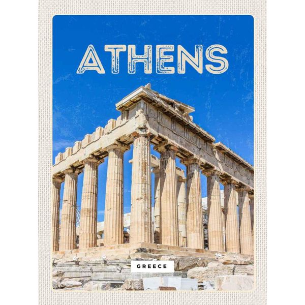 Vianmo Insegna In Legno 40X30 Cm Athen Greece Akropolis-image