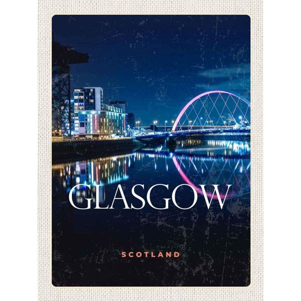 Vianmo Insegna In Legno 40X30 Cm Glasgow Scotland Retro Hafenstadt-image