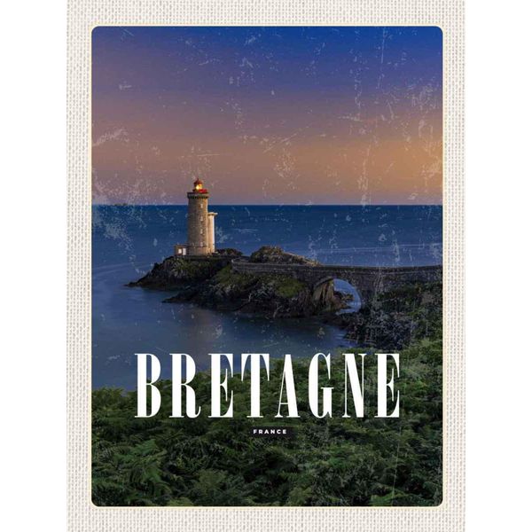 Vianmo Insegna In Legno 40X30 Cm Retro Bretagne France Leuchtturm-image