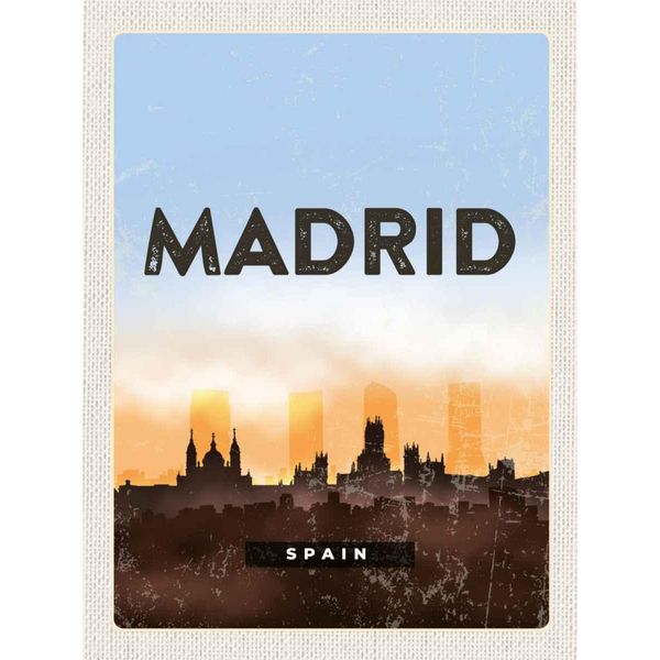 Vianmo Insegna In Legno 40X30 Cm Madrid Spain Retro Malerisches Bild-image