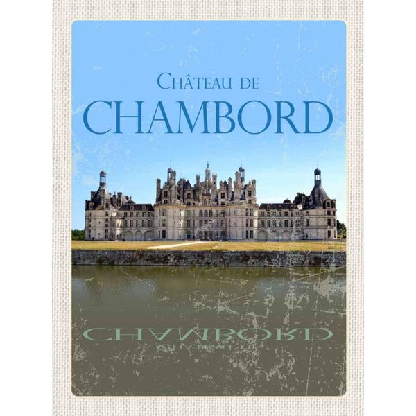 Vianmo Insegna In Legno 40X30 Cm Chateau De Chambord Schloss Retro-image