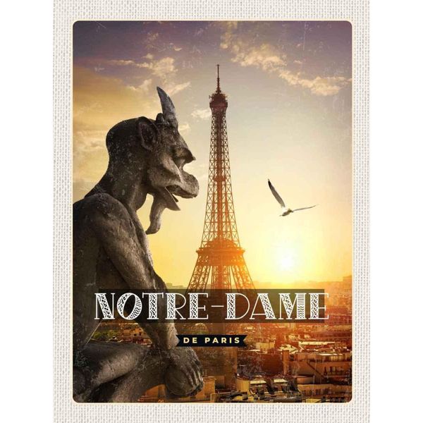 Vianmo Insegna In Legno 40X30 Cm Notre-Dame De Paris ChimèRe Turm-image