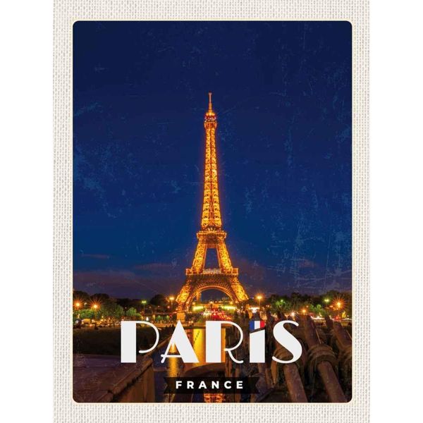 Vianmo Insegna In Legno 40X30 Cm Paris France Eiffelturm Nacht Lichter-image