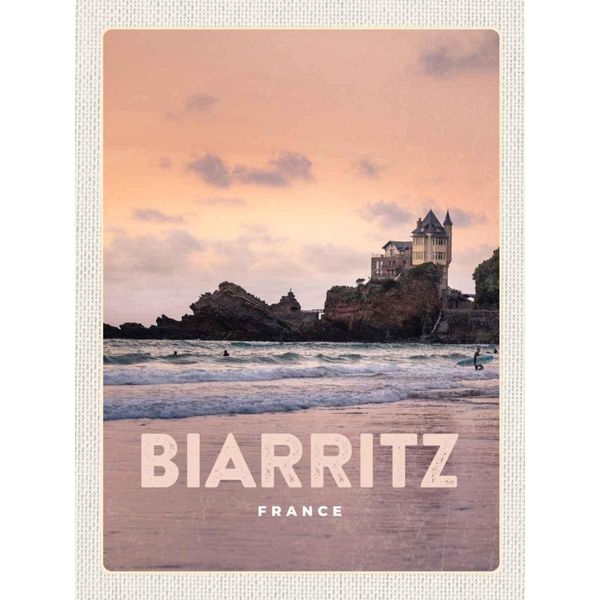 Vianmo Insegna In Legno 40X30 Cm Biarritz France Sonnenuntergang-image