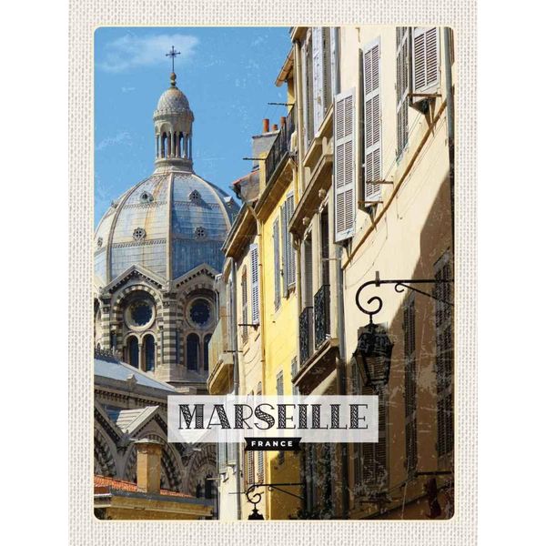 Vianmo Insegna In Legno 40X30 Cm Marseille France Retro Altstadt-image