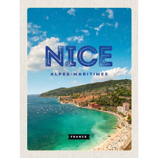 Vianmo Insegna In Legno 40X30 Cm Nice Alpes-Maritimes Panorama Bild-image