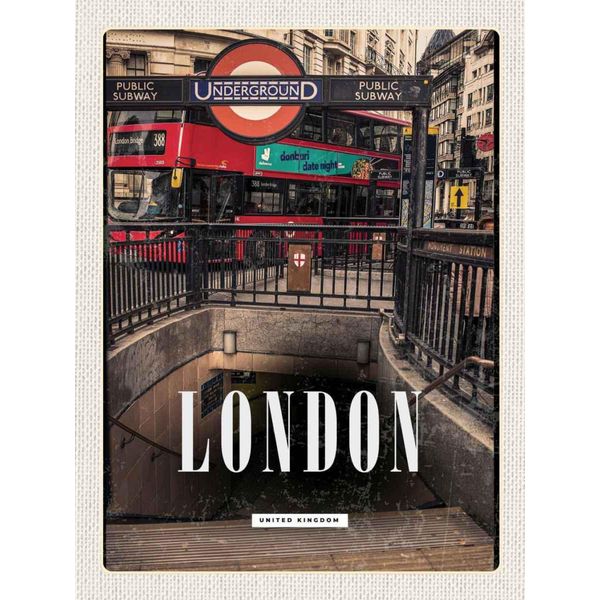Vianmo Insegna In Legno 40X30 Cm London England Underground Train-image