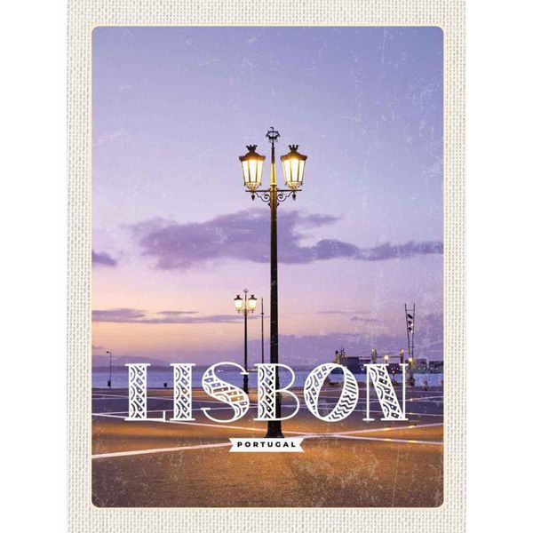 Vianmo Insegna In Legno 40X30 Cm Lisbon Portugal Sonnenuntergang-image