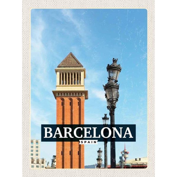 Vianmo Insegna In Legno 40X30 Cm Barcelona Spanien Bild Tag Mosaik-image