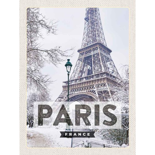 Vianmo Insegna In Legno 40X30 Cm Paris Frankreich Eiffelturm Schnee-image