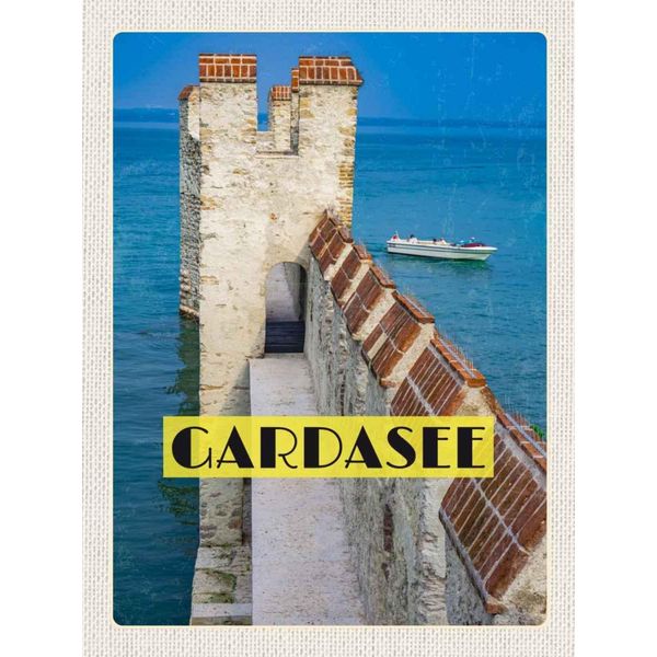 Vianmo Insegna In Legno 40X30 Cm Gardasee Italien Boot GebäUde Sommer-image