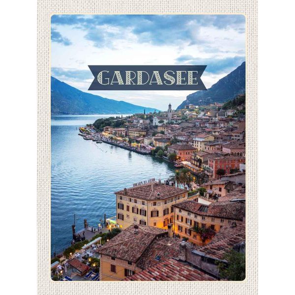 Vianmo Insegna In Legno 40X30 Cm Gardasee Italien Aussicht Stadt See-image
