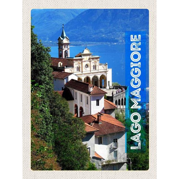 Vianmo Insegna In Legno 40X30 Cm Lago Maggiore Aussicht Auf Meer Stadt-image