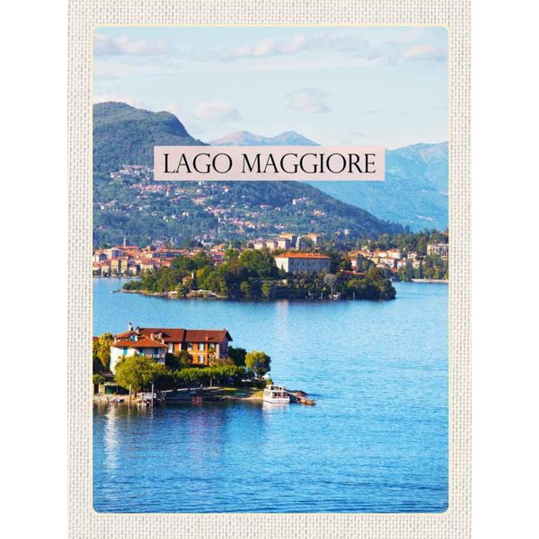 Vianmo Insegna In Legno 40X30 Cm Lago Maggiore Aussicht Auf Insel Meer-image