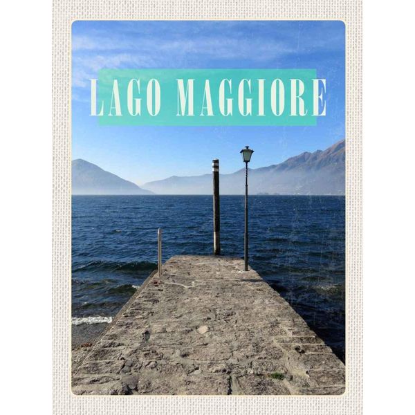 Vianmo Insegna In Legno 40X30 Cm Lago Maggiore Insel Meer Gebirge-image