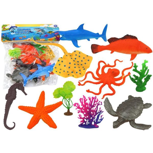 Set Di 7 Figure Di Animali Marini E Piante Acquatiche-image