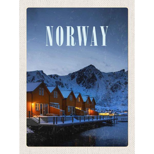 Vianmo Insegna In Legno 40X30 Cm Norwegen Winter Schnee Urlaubsort-image