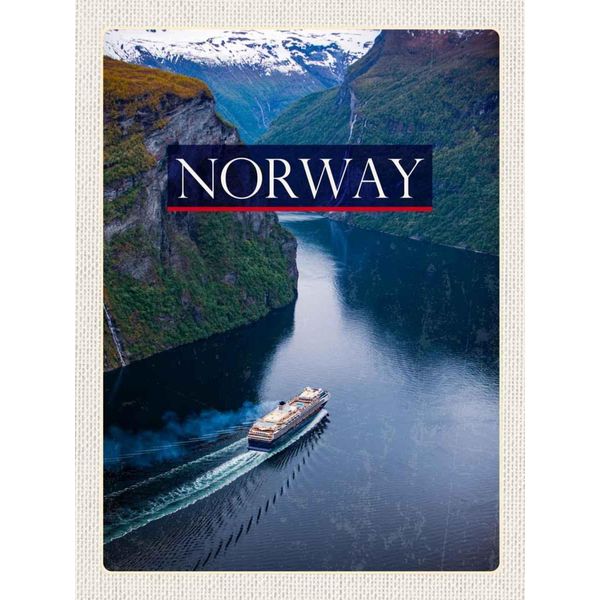 Vianmo Insegna In Legno 40X30 Cm Norwegen Kreuzfahrt Reise Meer Gebirge-image
