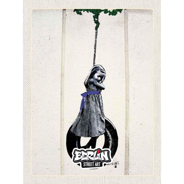 Vianmo Insegna In Legno 40X30 Cm Berlin Street Art Schwarz Weiß Kunst-image