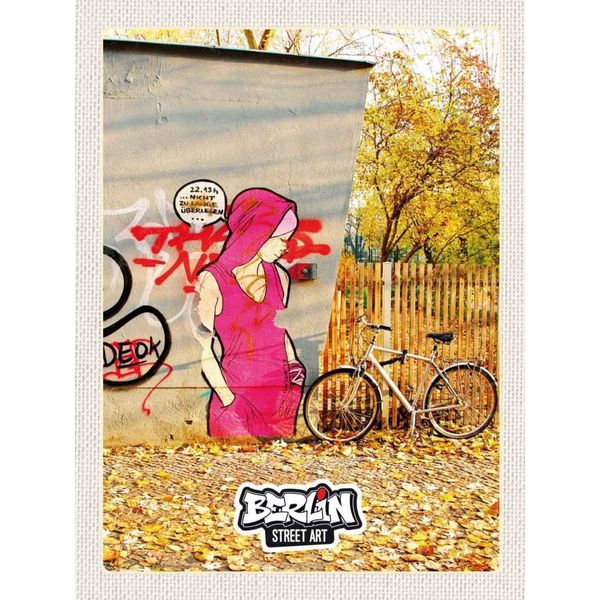 Vianmo Insegna In Legno 40X30 Cm Berlin Street Art Kunst GemäLde Rosa-image