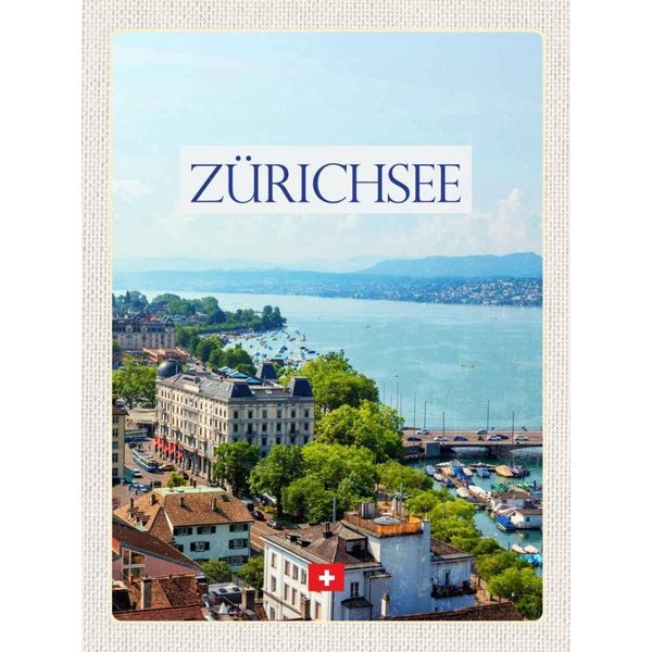 Vianmo Insegna In Legno 40X30 Cm Schweiz ZüRichsee Wald Stadt Gebirge-image