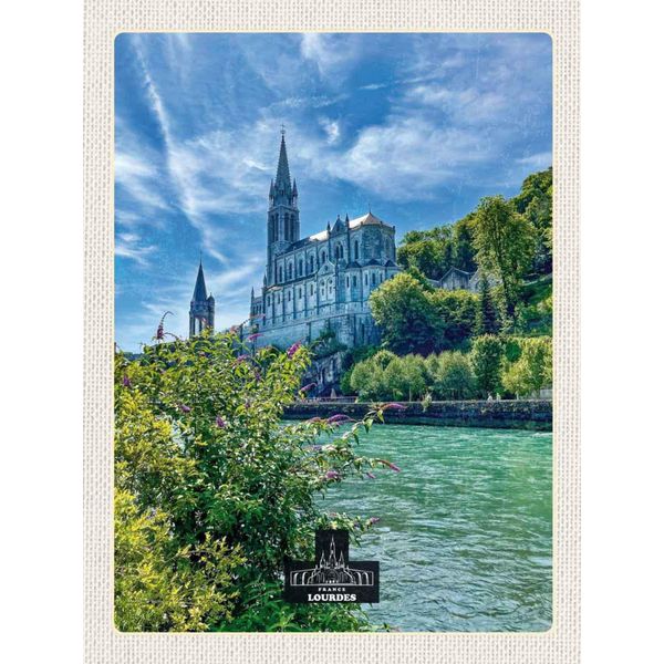 Vianmo Insegna In Legno 40X30 Cm Frankreich Lourdes Meer Kirche Natur-image