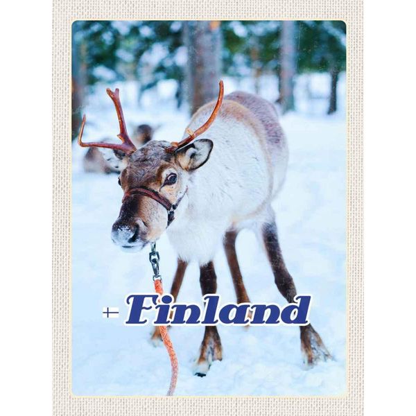 Vianmo Insegna In Legno 40X30 Cm Finnland Hirsch Wald Kalt Schnee-image