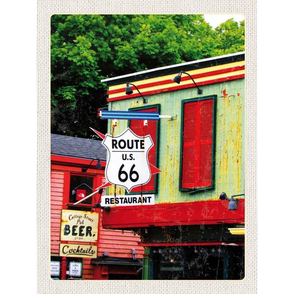 Vianmo Insegna In Legno 40X30 Cm Amerika Route 66 Restaurant Chicago-image