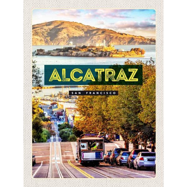 Vianmo Insegna In Legno 40X30 Cm San Francisco Alcatraz StraßEnbahn-image