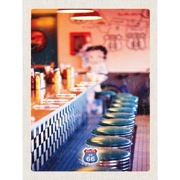 Vianmo Insegna In Legno 40X30 Cm Amerika Usa Route 66 Restaurant Cafe-image