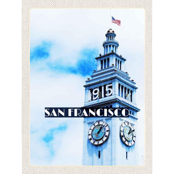 Vianmo Insegna In Legno 40X30 Cm San Francisco GebäUde Usa Flagge Turm-image