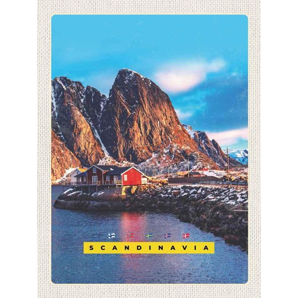 Vianmo Insegna In Legno 40X30 Cm Skandinawien Gebirge Meer Rote HäUser-image