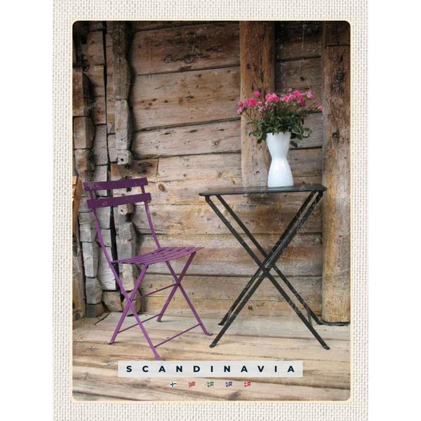 Vianmo Insegna In Legno 40X30 Cm Skandinawien Terasse Stuhl Tisch Blume-image