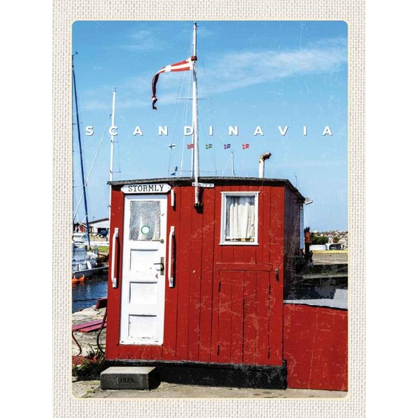 Vianmo Insegna In Legno 40X30 Cm Skandinawien Meer Stromly Rotes Haus-image