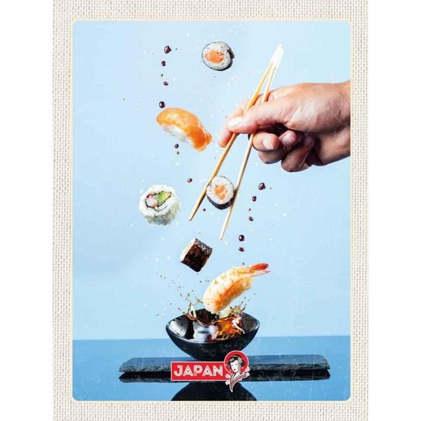 Vianmo Insegna In Legno 40X30 Cm Japan Asien Sushi Fisch StäBchen Essen-image