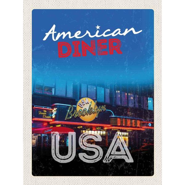 Vianmo Insegna In Legno 40X30 Cm Usa Broklyn Restaurant Diner Essen-image