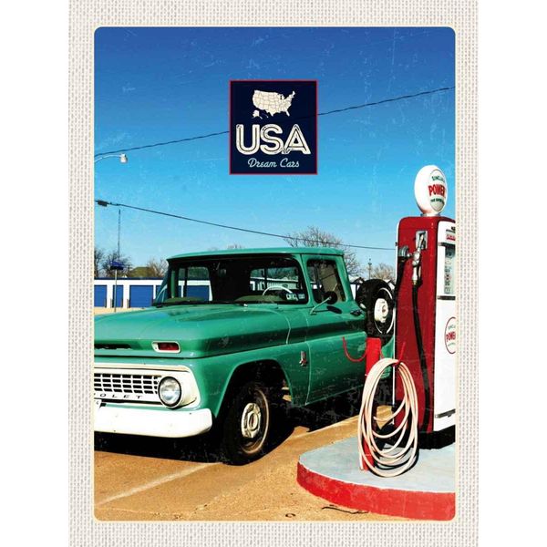 Vianmo Insegna In Legno 40X30 Cm Amerika Oldtimer TanksäUle Pkw-image