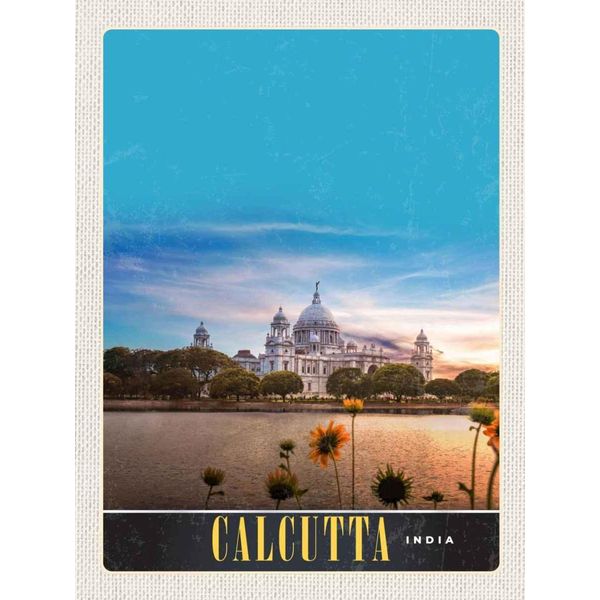 Vianmo Insegna In Legno 40X30 Cm Calcutta Indien Meer Architektur Trip-image