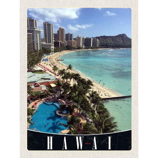 Vianmo Insegna In Legno 40X30 Cm Hawai Insel Amerika Usastrand-image