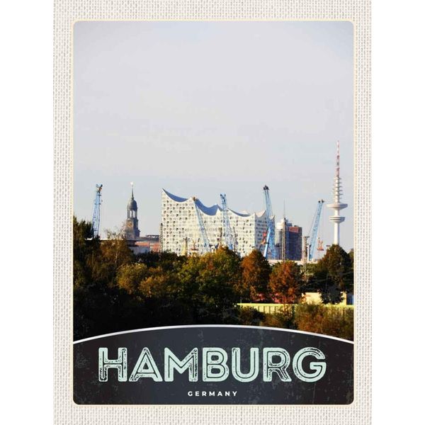 Vianmo Insegna In Legno 40X30 Cm Hamburg Stadt Deutschland Hafen Natur-image