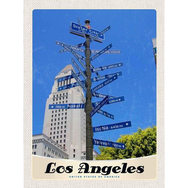 Vianmo Insegna In Legno 40X30 Cm Los Angeles Usa Amerika Sister Citis-image
