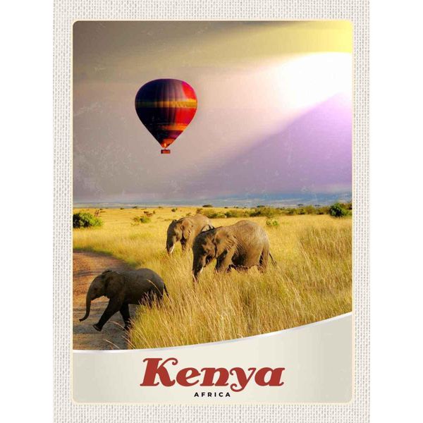 Vianmo Insegna In Legno 40X30 Cm Kenia Afrika Elefanten HeißLuftballon-image